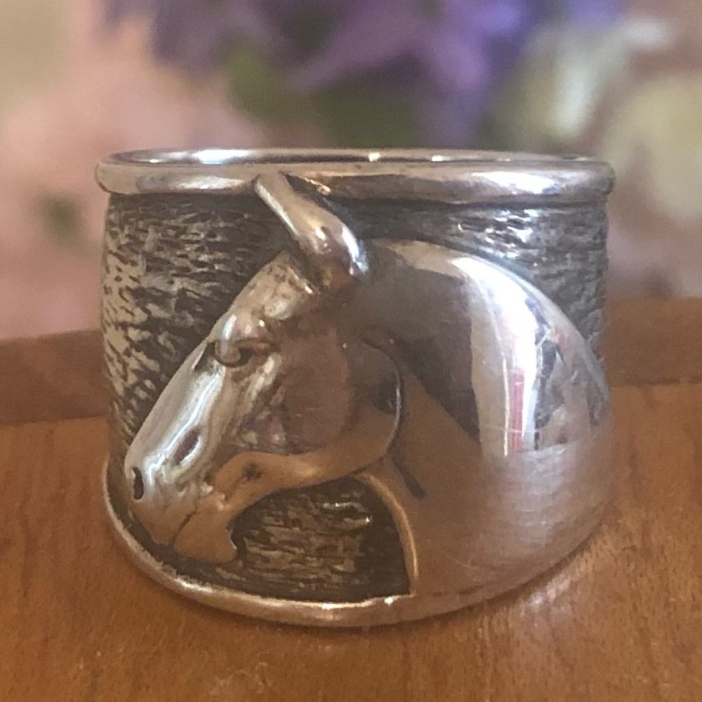 Rare Vintage Silpada Sterling Silver Equestrian Horse Head Ring R1460 Size 6 - Picture 5 of 12